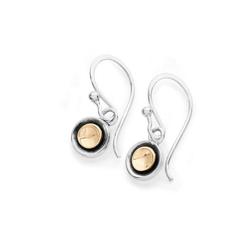 Linda MacDonald Moon Sterling Silver and 9ct Gold Drop Earrings Butterfly Moon Collection DBMM