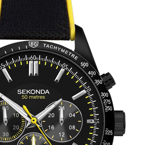 Sekonda Velocity Sports Chronograph Men's Strap Watch Black Dial 30018