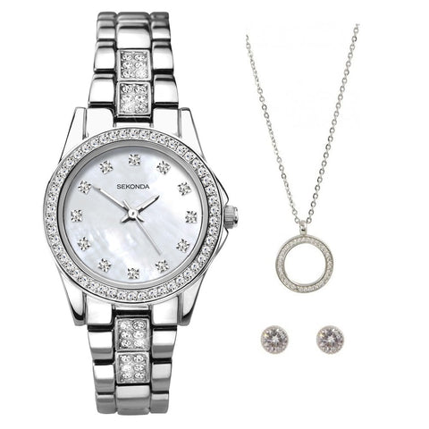 Sekonda Ladies Bracelet Watch Gift Set Pendant and Earrings 2841G | H&H