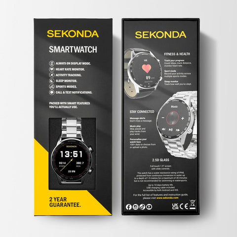Sekonda Active Plus Smart Watch Silver Case Steel Bracelet 30177 | H&H 