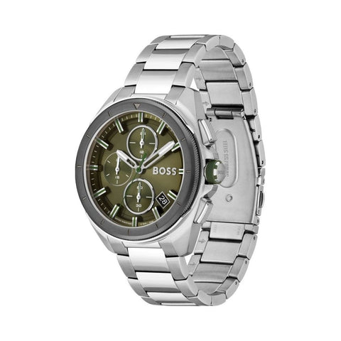 Boss Watches Volane Khaki Green Dial Stainless Steel Mens Watch 1513951