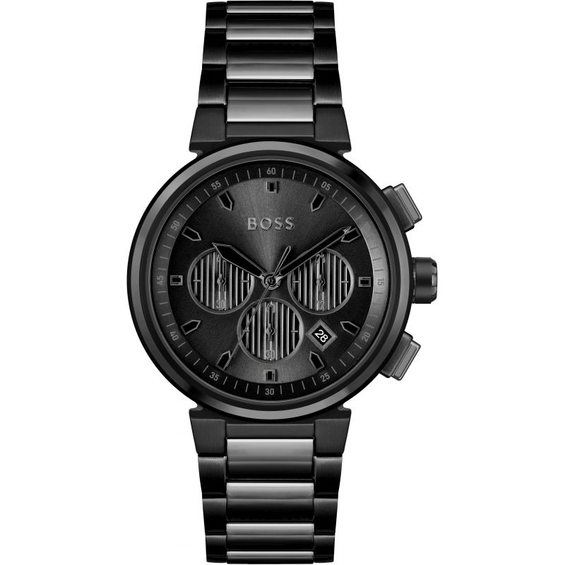 Mens black boss deals watch