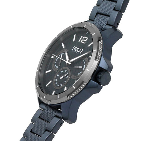 Hugo Mens Blue IP Day Date Watch 1530194