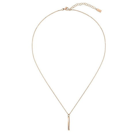 Boss Jewellery Ladies Rose Gold Plated Twist Bar Necklace 1580131