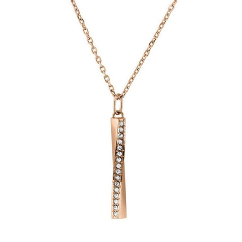 Boss Jewellery Ladies Rose Gold Plated Twist Bar Necklace 1580131