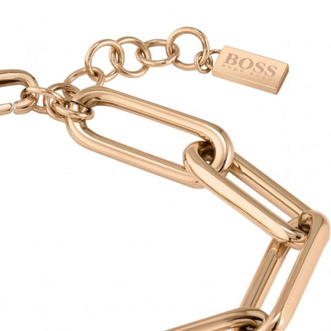 Boss Jewellery Ladies Rose Gold Plated Link Bracelet 1580198