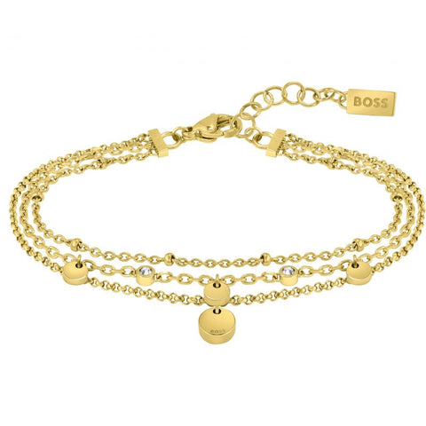 Hugo Boss Jewellery Ladies Gold Plated Layered Bracelet 1580335