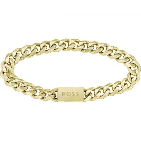 Boss Jewellery Mens Gold Plated Stainless Steel Bracelet 1580403M