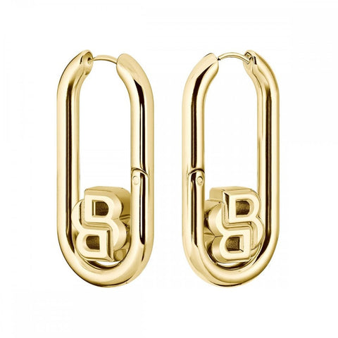 BOSS Jewellery Ladies Double B Gold Plated Earrings 1580629