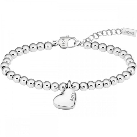 Boss Jewellery Ladies Honey Heart Silver Beaded Bracelet 1580642