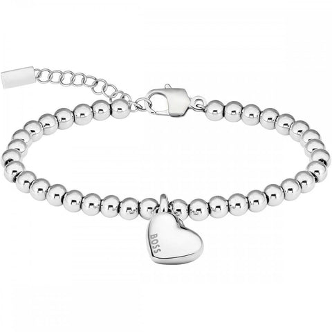 Boss Jewellery Ladies Honey Heart Silver Beaded Bracelet 1580642