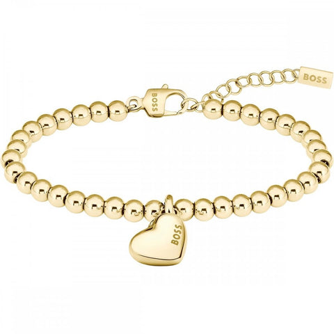 Boss Jewellery Ladies Honey Heart Gold Beaded Bracelet 1580643