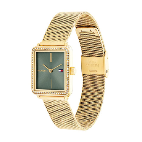 Tommy Hilfiger Teal Green Gold Plated Ladies Watch 1782791