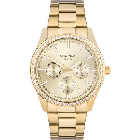 Sekonda Classic 38mm Gold Tone Ladies Day Date Watch 2188 | H&H Jewellers