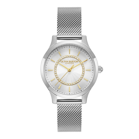 Olivia Burton Classic Wonderlust White and Silver Mesh Watch 24000212