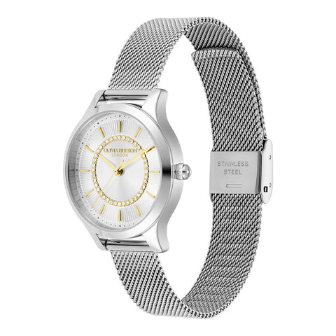 Olivia Burton Classic Wonderlust White and Silver Mesh Watch 24000212