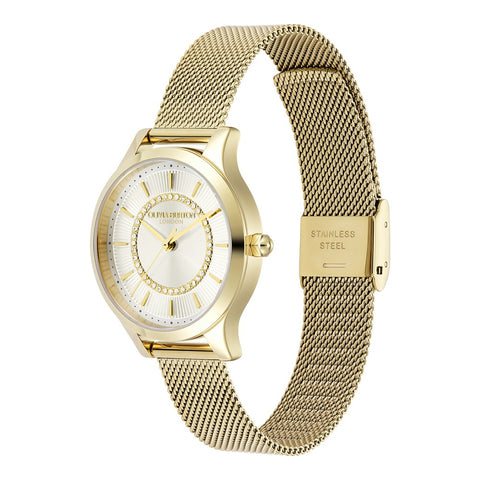 Olivia Burton Classic Wonderlust Ivory and Gold Mesh Watch 24000214