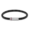 Tommy Hilfiger Black Cord Leather Mens Bracelet 2790704