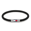 Tommy Hilfiger Adjustable Barrel Black Braided Mens Bracelet 2790741