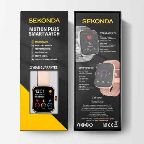 Sekonda Motion Plus Smart Watch Rose Gold Case Pink Silicone Strap 30224