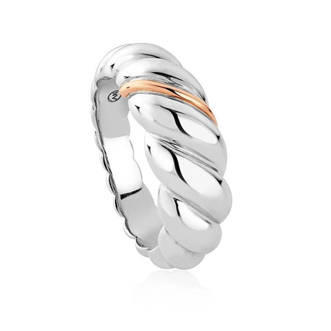 Clogau Silver and Rose Lovers Twist Ring