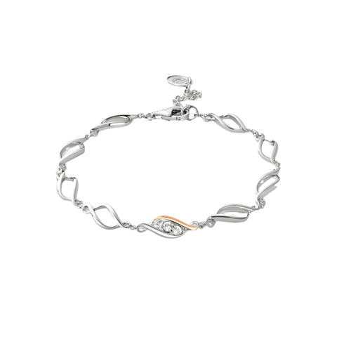 Clogau Past Present Future Silver Bracelet with White Topaz 3SPPF0651