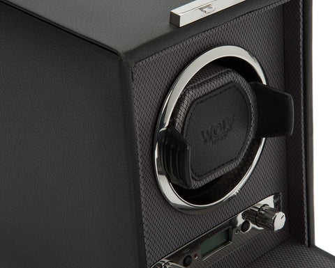 WOLF Viceroy Single Watch Winder With Cover Black 456002 | H&H