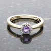 9ct Yellow Gold Amethyst and Diamond Cluster Ring