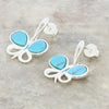 Turquoise Sterling Silver Butterfly Shape Drop Stud Earrings