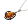 Amber Sterling Silver Oval Pendant and Chain | H&H Family Jewellers