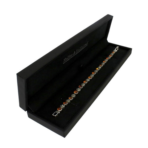 Amber and Marcasite Sterling Silver Ladies Bracelet | H&H Jewellers