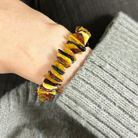 Amber Chip Multi Colour Stretch Ladies Bracelet | H&H Family Jewellers