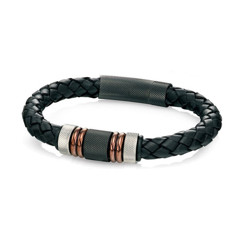 Fred Bennett Black Leather Mens Bracelet B4377