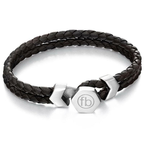 Fred Bennett Black Leather Mens Bracelet B4977