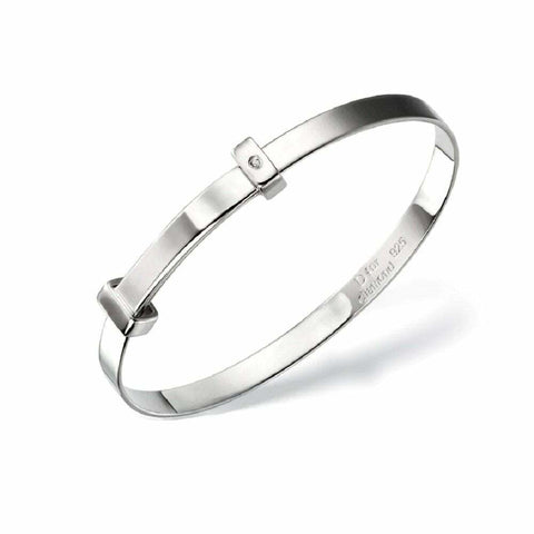 D for Diamond Sterling Silver Baby Bangle B5060