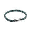 Fred Bennett Black and Green Plaited Leather Mens Bracelet B5375