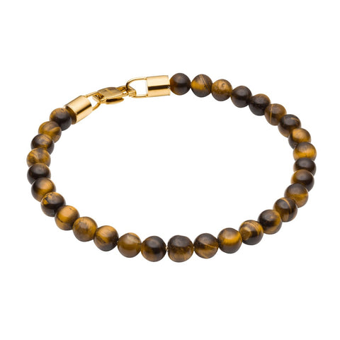 Fred Bennett Brown Tigers Eye Bead Mens Bracelet B5427Y