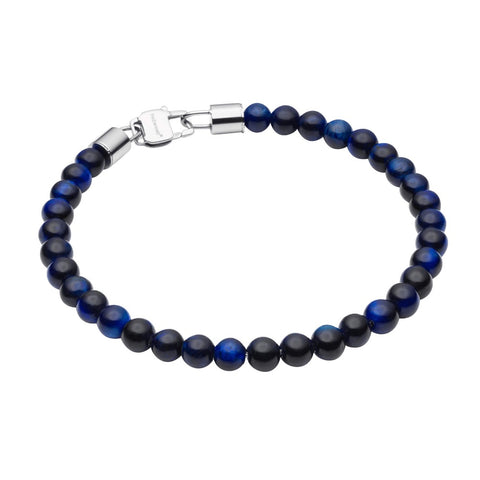 Fred Bennett Blue Tigers Eye Bead Mens Bracelet B5428L