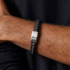 Fred Bennett Plaited Black and Grey Leather Mens Bracelet B5629
