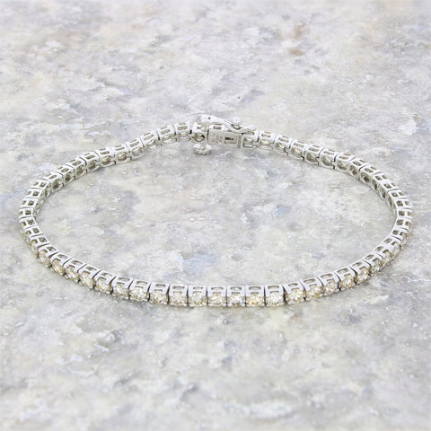 9ct White Gold 5.00cts Brilliant Cut Diamond Line Tennis Bracelet | H&H