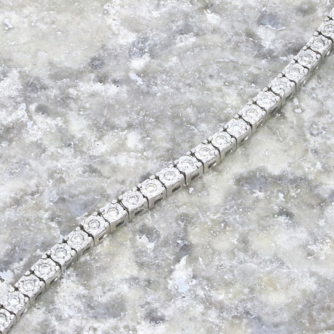 9ct White Gold 1.00cts Brilliant Cut Diamond Line Tennis Bracelet | H&H