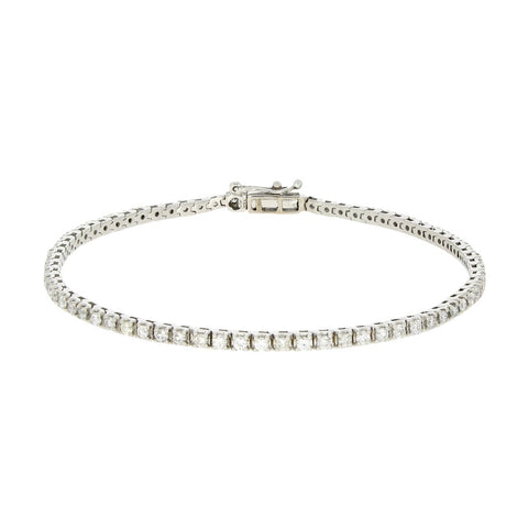 18ct White Gold 2.33cts Brilliant Cut Diamond Line Tennis Bracelet | H&H