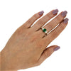 18ct Yellow Gold Oval Emerald and Diamond Trilogy Ring