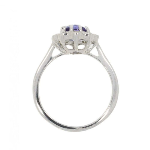 9ct White Gold 1.29cts Tanzanite and 0.80cts Diamond Cluster Ring | H&H