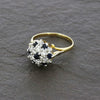 Pre Owned 9ct Yellow Gold Sapphire and 0.45cts Diamond Cluster Ring