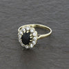 Pre Owned 9ct Yellow Gold Sapphire and Cubic Zirconia Cluster Ring
