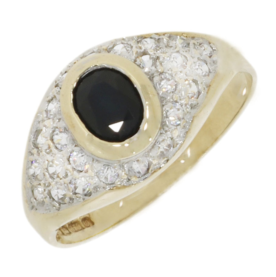 9ct Yellow Gold Onyx Ring - Size V - 2.8g