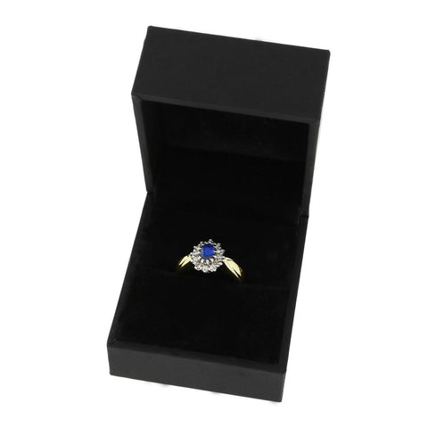 Pre Owned 18ct Yellow Gold Sapphire And 0.25cts Diamond Cluster Ring