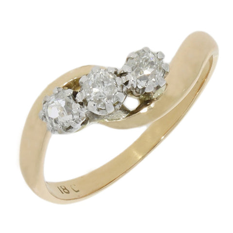 Pre Owned 18ct Yellow Gold 3 Stone Trilogy 0.35cts Diamond Ring