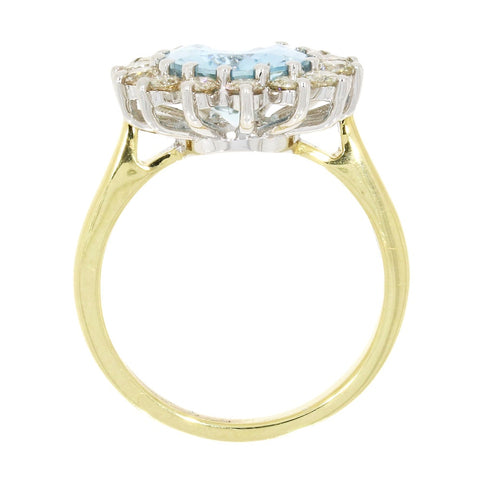 14ct Yellow Gold 2.45ct Aquamarine Diamond Cluster Ring | H&H Jewellers